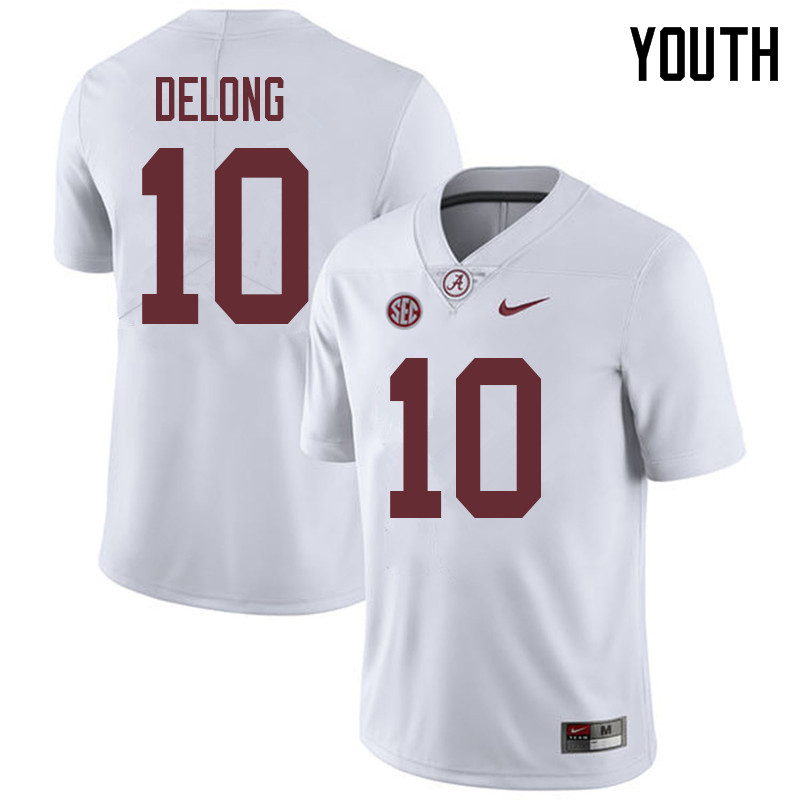 Alabama Crimson Tide Youth Skyler DeLong #10 White NCAA Nike Authentic Stitched 2018 College Football Jersey RN16K23TD